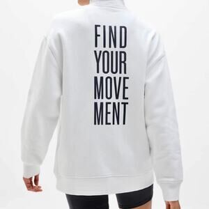 ATHLETA NWT Power Of She Forever Fleece 1/4 Zip Up White Sweatshirt Hoodie Small